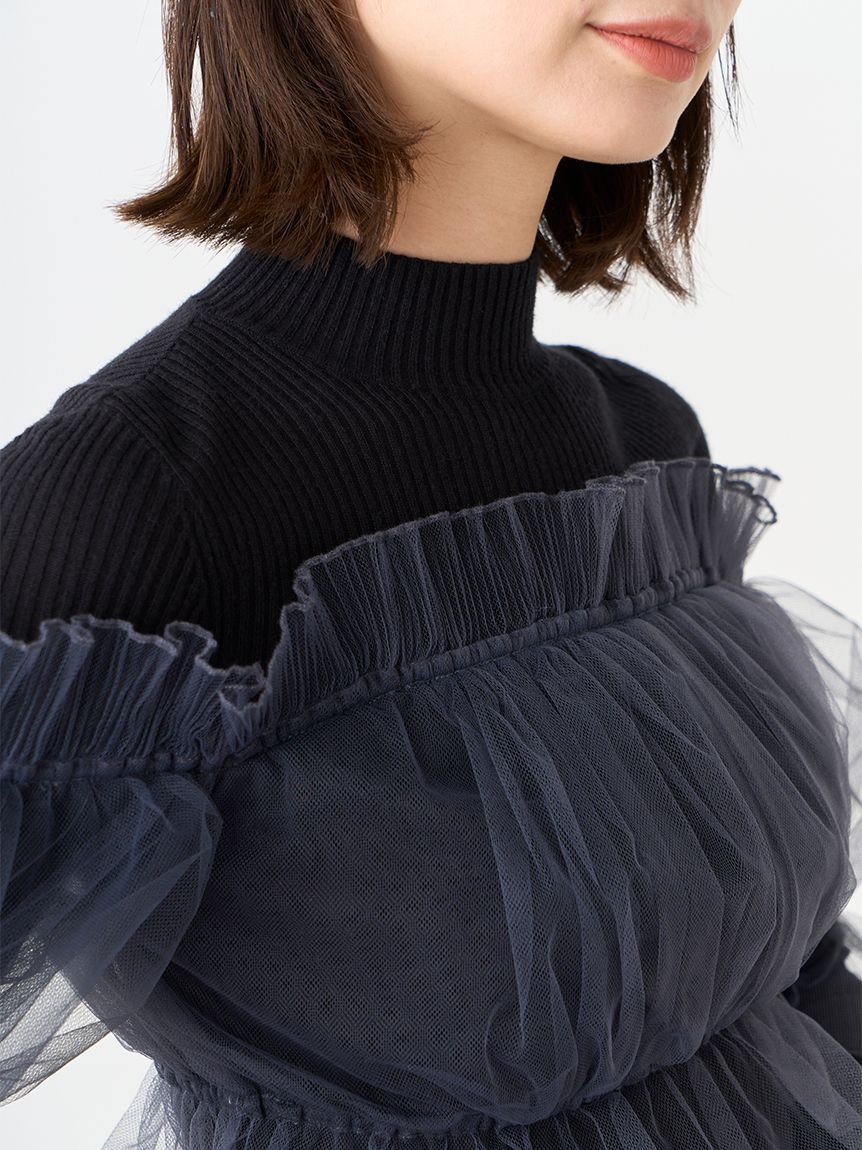 Tulle Docking Knit Pullover