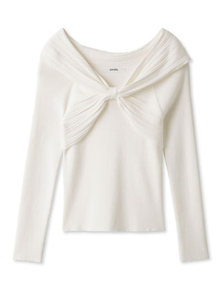 Ribbon Detail Knitted Pullover Top in white, Premium Fashionable Women's Tops Collection at SNIDEL USA.