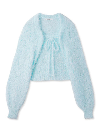 Fuzzy Knitted Bolero Set in Light Blue, Premium Women's Knitwear at SNIDEL USA.