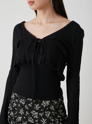 Knit Cardigan and Camisole Set in Black at Premium Women's Fashionable Cardigans, Pullover at SNIDEL USA