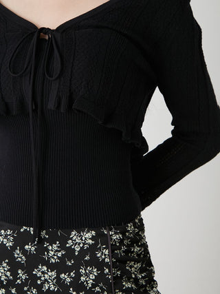 Knit Cardigan and Camisole Set in Black at Premium Women's Fashionable Cardigans, Pullover at SNIDEL USA