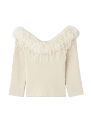 Decollete Faux Fur Knit Pullover