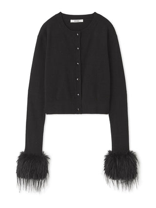 Woman in Black  Sleeve Fur Cardigan