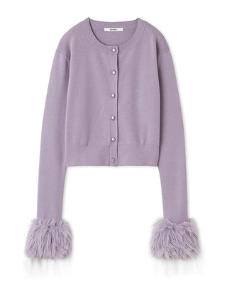 Woman in Lavander Sleeve Fur Cardigan