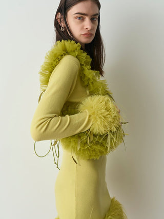 Yellow Sleeve Fur Cardigan Side View