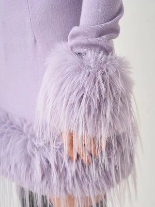 lavander Sleeve Fur Cardigan