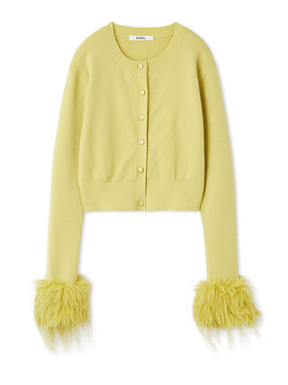 Sleeve Fur Cardigan yellow