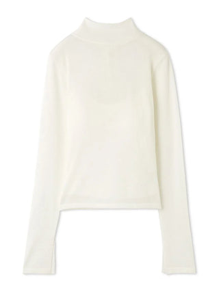 Open Back Long Sleeve Turtleneck Top in Ivory, Premium Fashionable Women's Tops Collection at SNIDEL USA