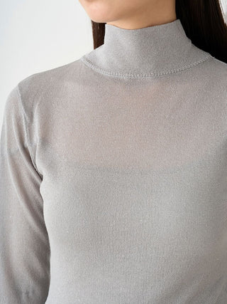 Open Back Long Sleeve Turtleneck Top in Gray, Premium Fashionable Women's Tops Collection at SNIDEL USA