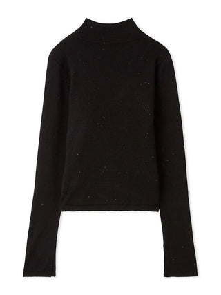 Open Back Long Sleeve Turtleneck Top in Black, Premium Fashionable Women's Tops Collection at SNIDEL USA