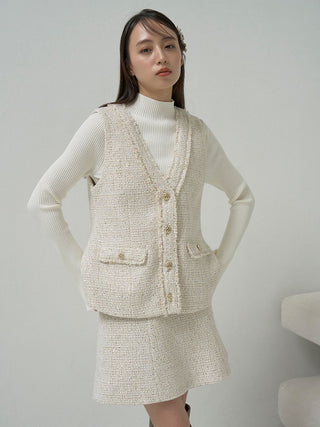 Slim Fit Ribbed Knit Bell Sleeve Sweater in Ivory, Premium Women's Knitwear at SNIDEL USA