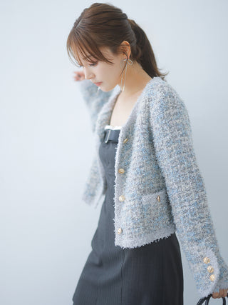 Lamé Tweed Knit Cardigan