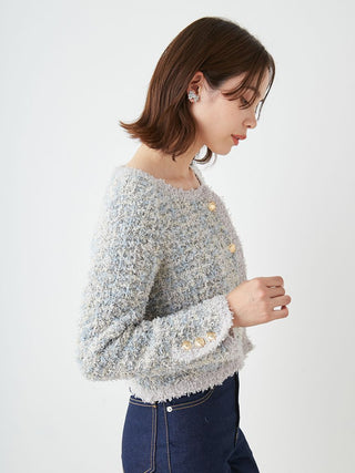 Lamé Tweed Knit Cardigan