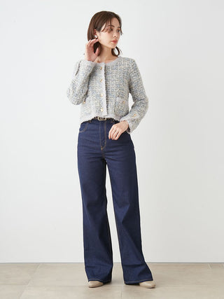 Lamé Tweed Knit Cardigan