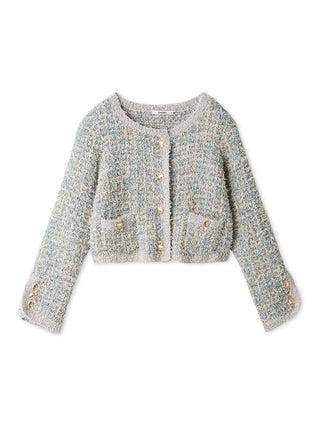 Lamé Tweed Knit Cardigan