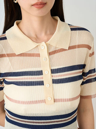 Collared Knit Cropped Shirt in IVORY, Premium Fashionable Women's Tops Collection at SNIDEL USA.