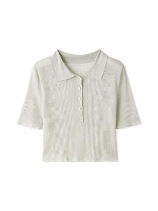 Collared Knit Cropped Shirt in WHITE, Premium Fashionable Women's Tops Collection at SNIDEL USA.