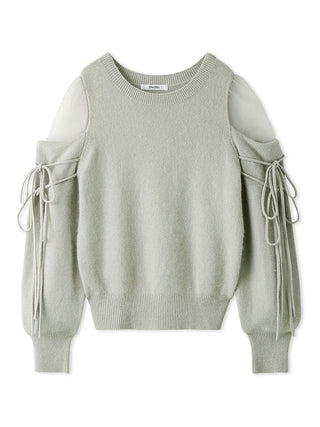 See-Through Shoulder Knit Pullover in Mint, Premium Women's Knitwear at SNIDEL USA