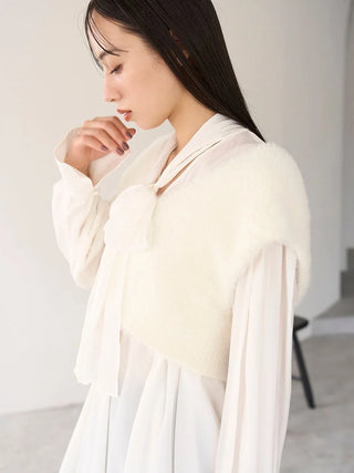 Two-in-One Chiffon Blouse with Cropped Vest in Off White, Premium Fashionable Women's Tops Collection at SNIDEL USA