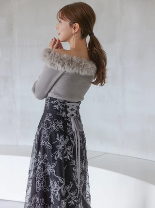 Sustainable Decollete Fur Knit Pullover