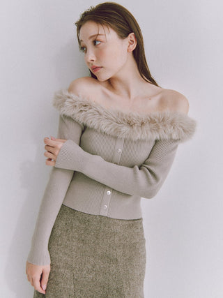 Sustainable Decollete Fur Knit Pullover