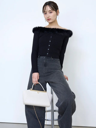 Sustainable Decollete Fur Knit Pullover