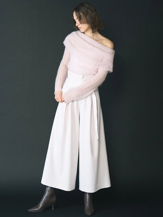 Mohair Sheer Off-Shoulder Pullover