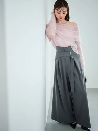 Mohair Sheer Off-Shoulder Pullover