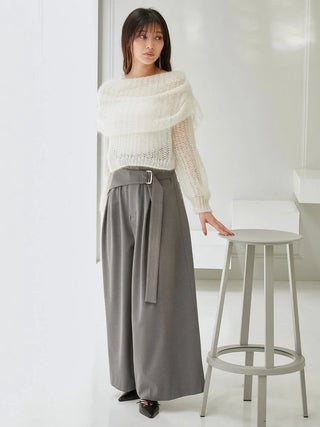 Mohair Sheer Off-Shoulder Pullover