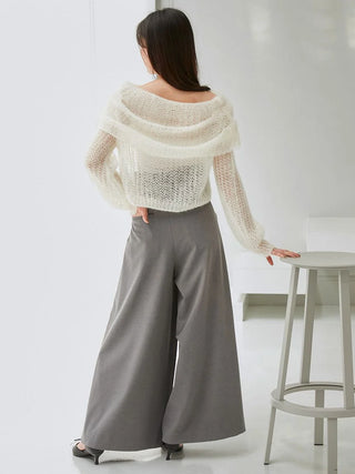 Mohair Sheer Off-Shoulder Pullover