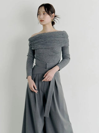 Gathered Asymmetric Knit Pullover