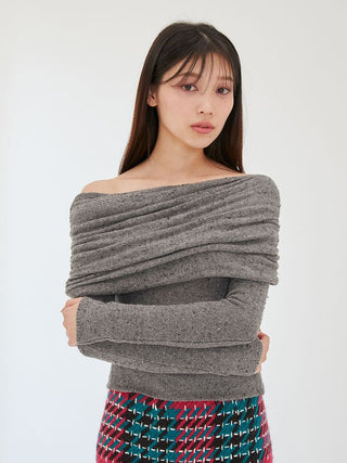 Gathered Asymmetric Knit Pullover