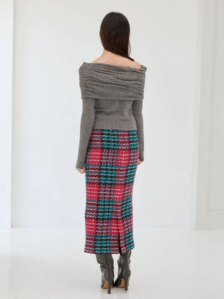 Gathered Asymmetric Knit Pullover