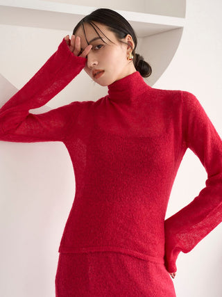 Back-open mohair knit pullover