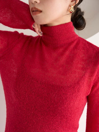 Back-open mohair knit pullover