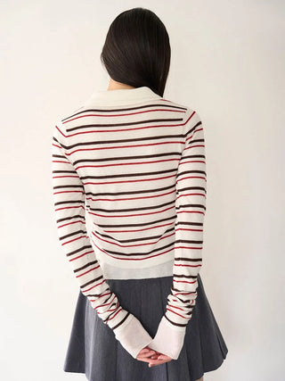 Sustainable Polo Collar Knit Pullover Top