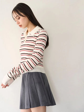 Sustainable Polo Collar Knit Pullover Top