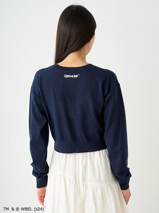 GREMLINS Special Order Jacquard Knit Cropped Sweater in Navy, Premium Women's Fashionable Sweater, Pullover at SNIDEL USA