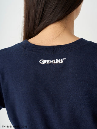 GREMLINS Special Order Jacquard Knit Cropped Sweater in Navy, Premium Women's Fashionable Sweater, Pullover at SNIDEL USA