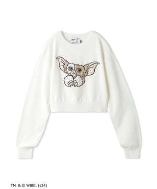 GREMLINS Special Order Jacquard Knit Cropped Sweater in Ivory, Premium Women's Fashionable Sweater, Pullover at SNIDEL USA