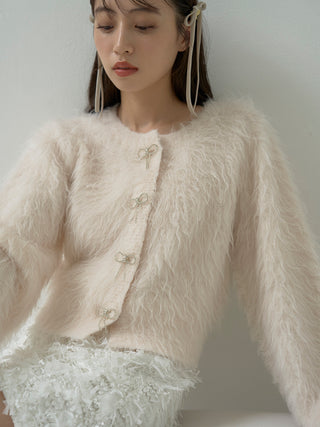 Faux Fur Cropped Cardigan in Pink, Premium Women's Fashionable Cardigans, Pullover at SNIDEL USA