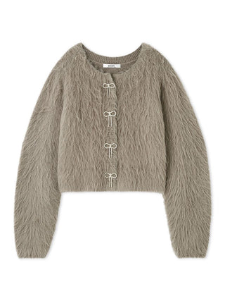 Faux Fur Cropped Cardigan in Gray, Premium Women's Fashionable Cardigans, Pullover at SNIDEL USA