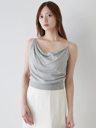 2-in-1 Soft Knit Twin Set with Cropped Cardigan in Gray, Premium Fashionable Women's Tops Collection at SNIDEL USA