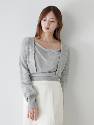 2-in-1 Soft Knit Twin Set with Cropped Cardigan