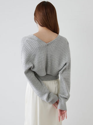 2-in-1 Soft Knit Twin Set with Cropped Cardigan in Gray, Premium Fashionable Women's Tops Collection at SNIDEL USA