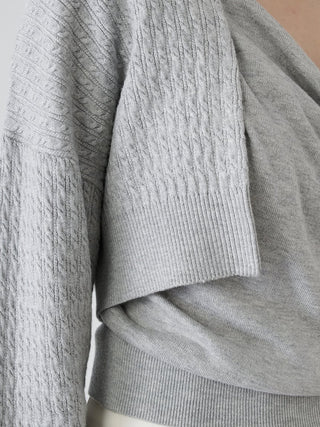 2-in-1 Soft Knit Twin Set with Cropped Cardigan in Gray, Premium Fashionable Women's Tops Collection at SNIDEL USA