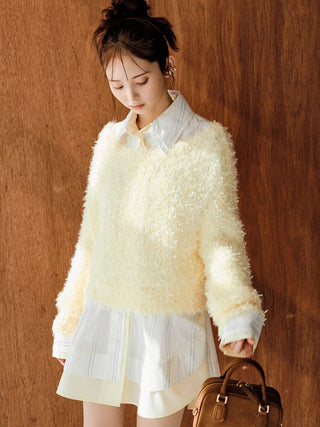 Fluffy Boat Neck Knit Sweater