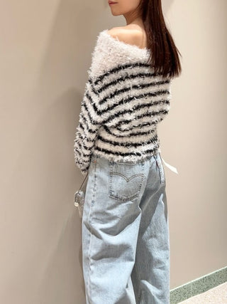 Fluffy Boat Neck Knit Sweater