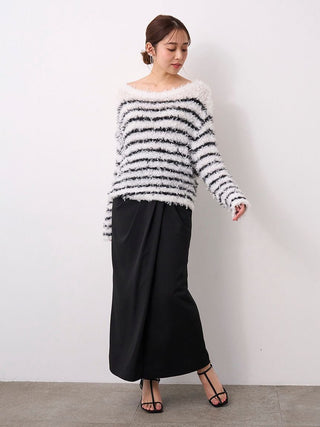 Fluffy Boat Neck Knit Sweater