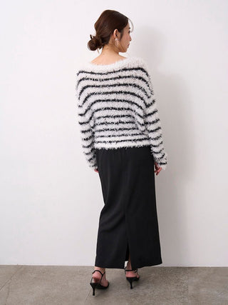 Fluffy Boat Neck Knit Sweater